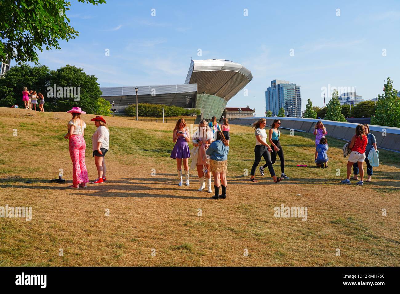 CHICAGO, IL 2 JUNE 2023 View of Swiftie fans dressed up to attend the