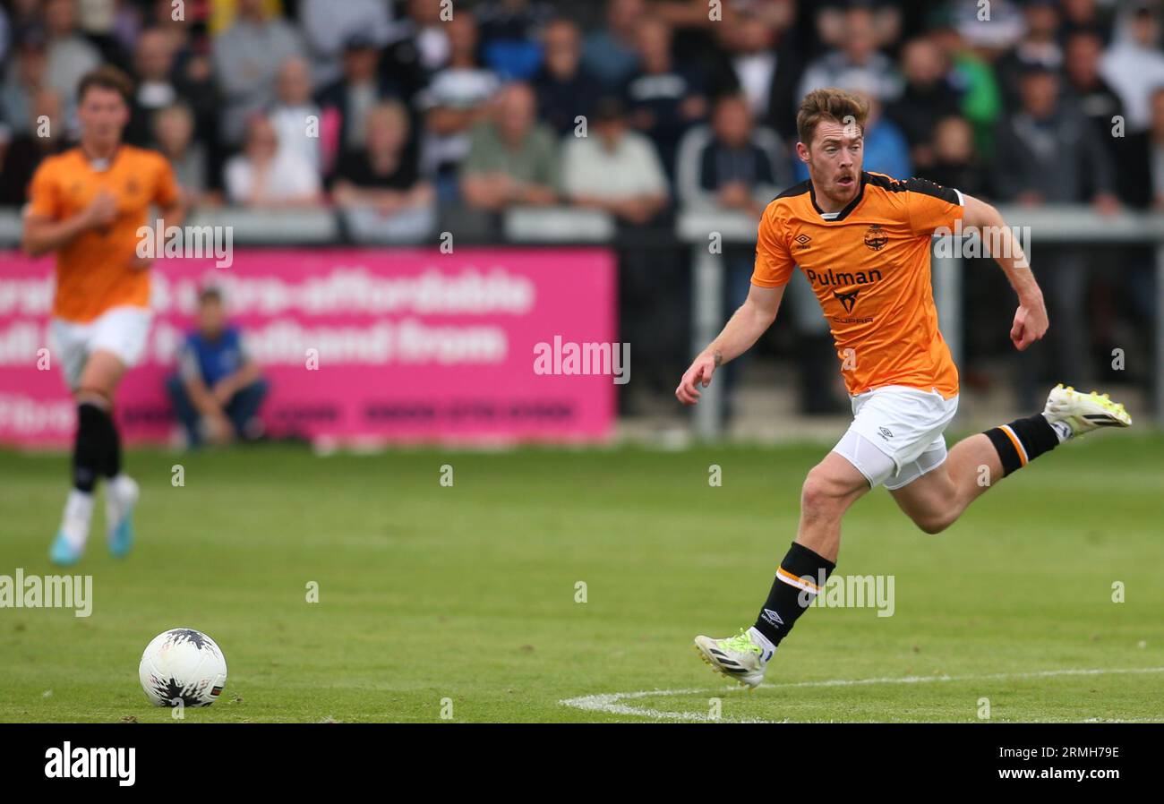 South Shields's Luke James during the Vanarama National League North match between Darlington and South Shields at Blackwell Meadows, Darlington on Monday 28th August 2023. (Photo: Michael Driver | MI News) Credit: MI News & Sport /Alamy Live News Stock Photo