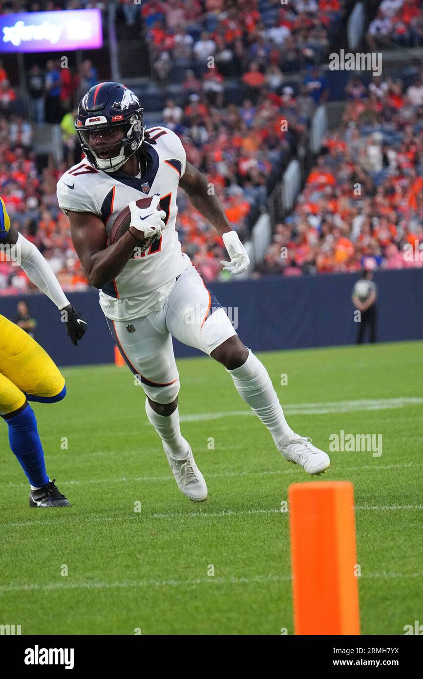 Denver Broncos wide receiver Lil'Jordan Humphrey (17) catches the