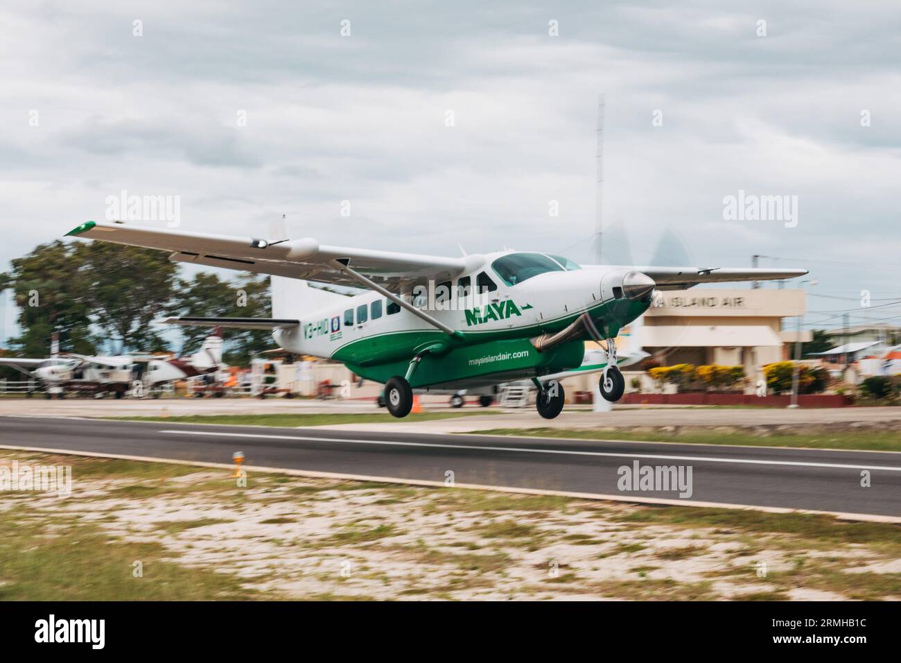 a Maya Island Air Cessna Caravan takes off from Placencia Airport in ...