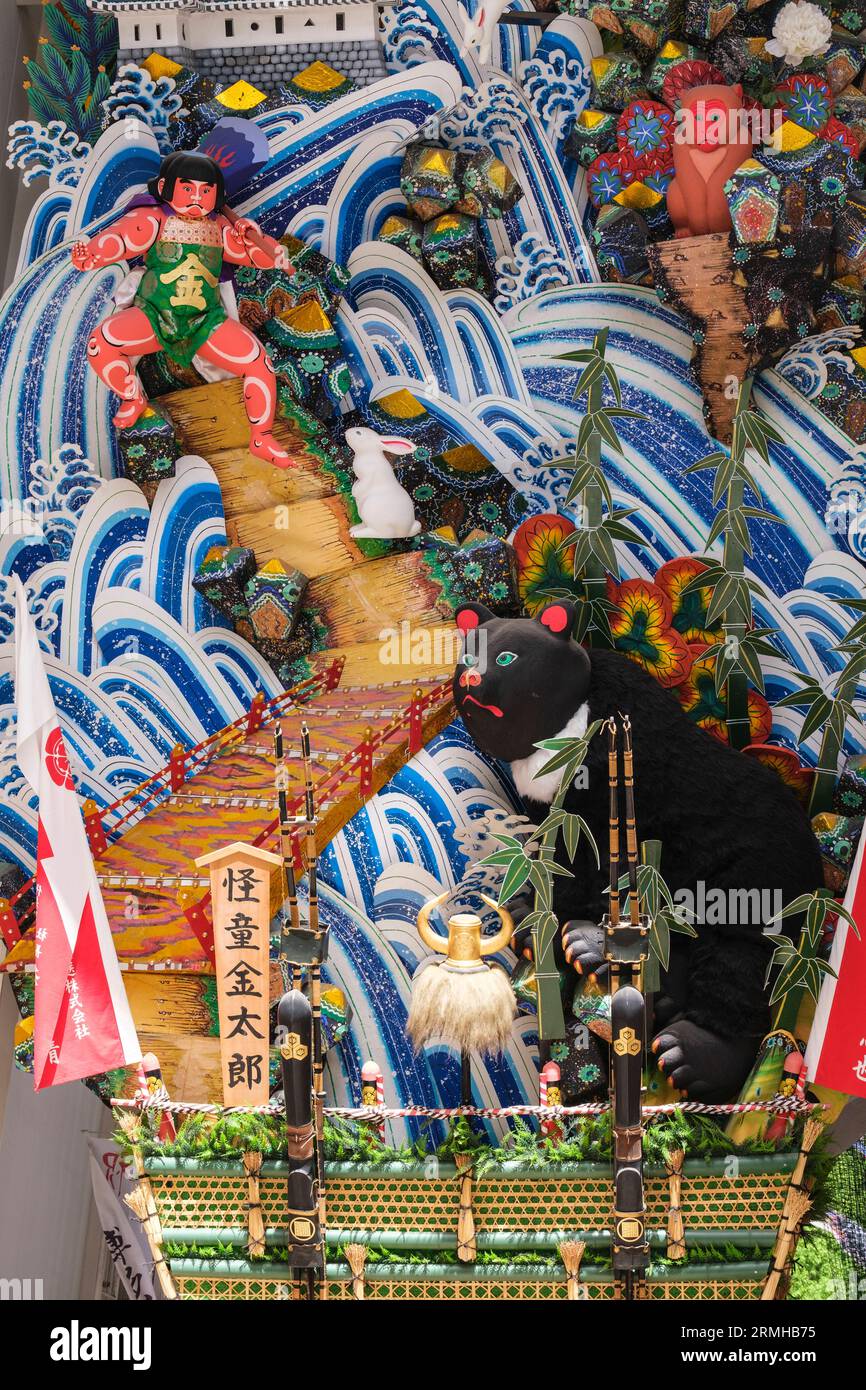 Japan, Fukuoka. Gion Yamakasa Float from Annual Festival, Detail Shot. Kushida Shinto Shrine. Stock Photo