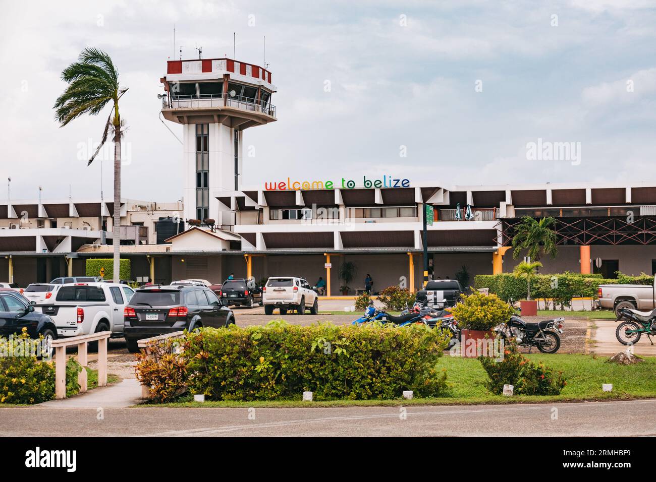 The control tower and terminal at Philip S.W. Goldson International