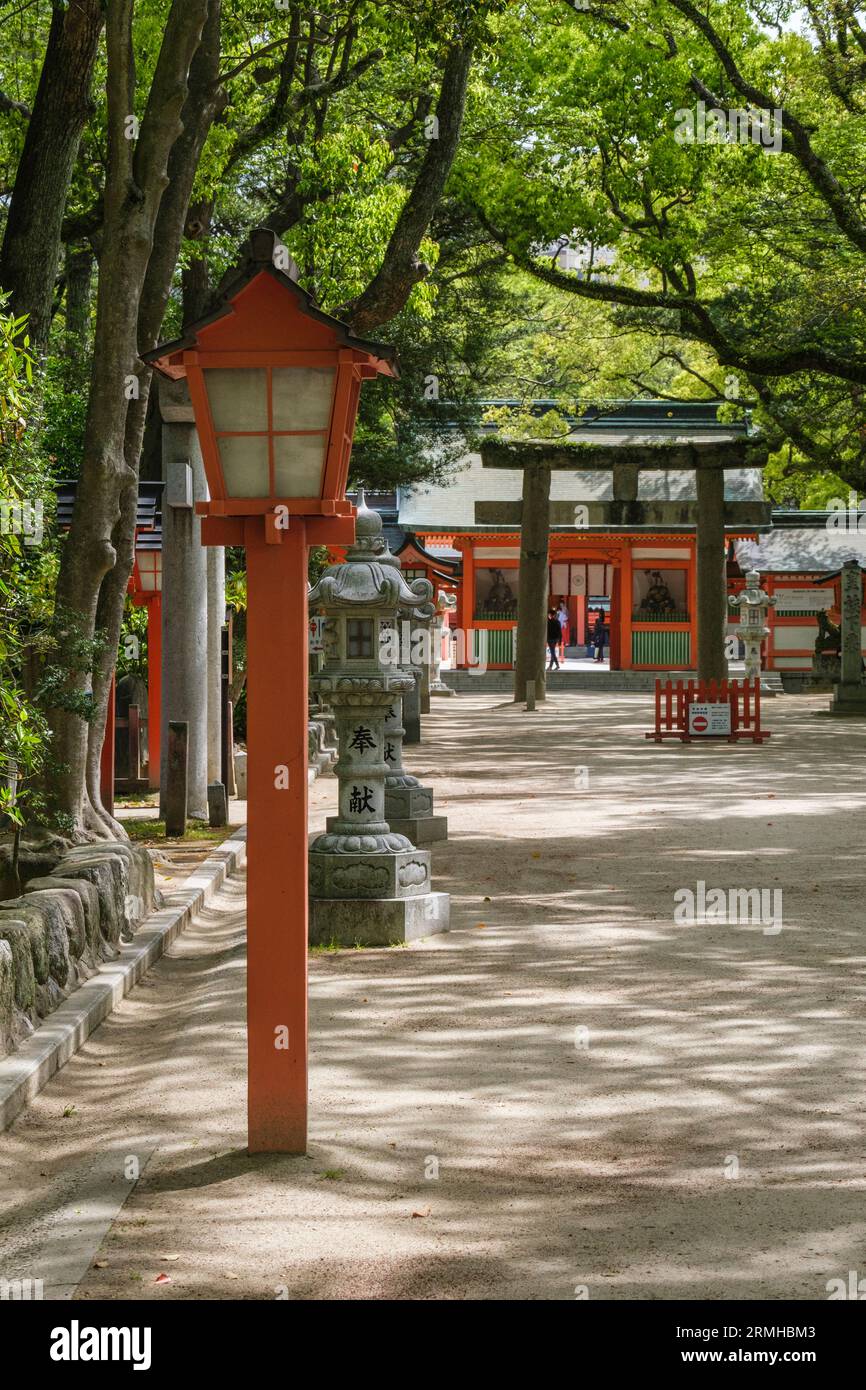 Japan, Fukuoka, Kyushu. Approaching Sumiyoshi Shinto Shrine Stock Photo ...