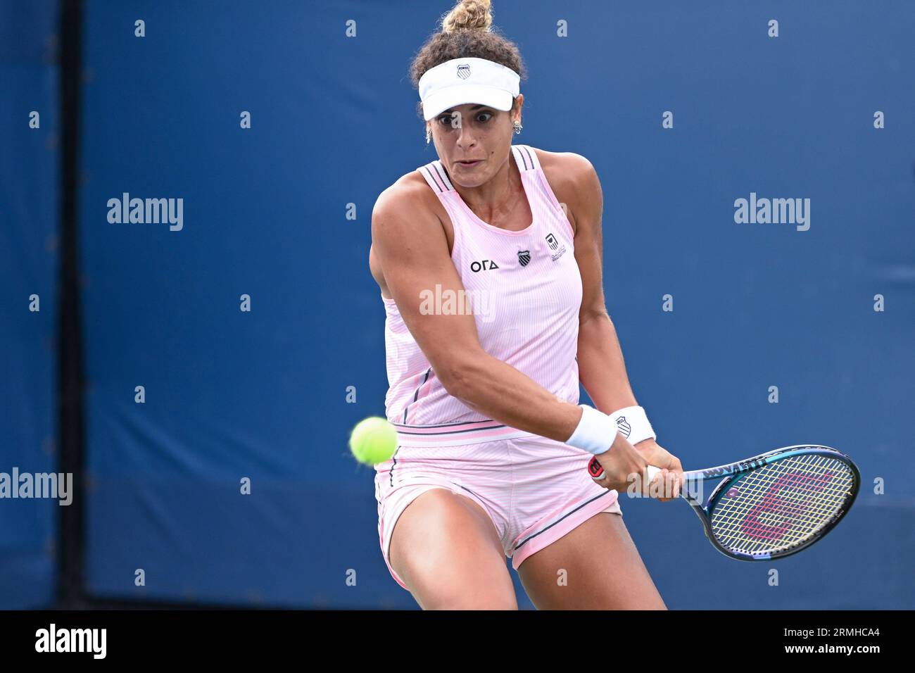 Mayar Sherif in action during a womens singles match at the 2023 US Open, Monday, Aug