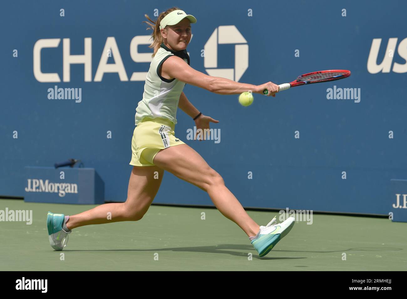 Fiona Ferro in action during a women's singles match at the 2023 US Open,  Monday, Aug. 28, 2023 in Flushing, NY. (Andrew Ong/USTA via AP Stock Photo  - Alamy