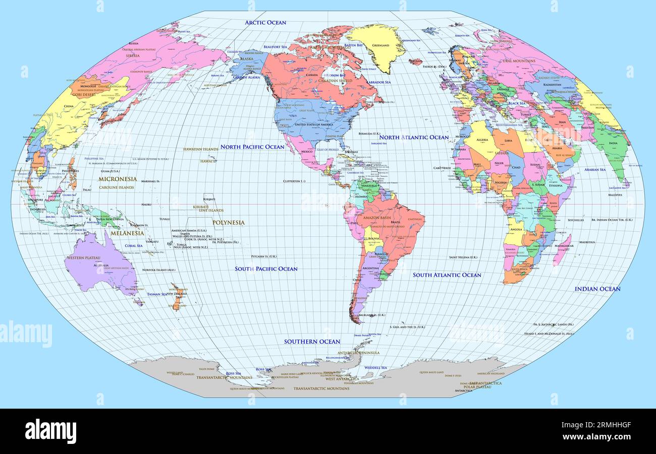 World Map America 7 Thousand America - Political World Map America Centered Winkel Tripel Projection 2RMHHGF