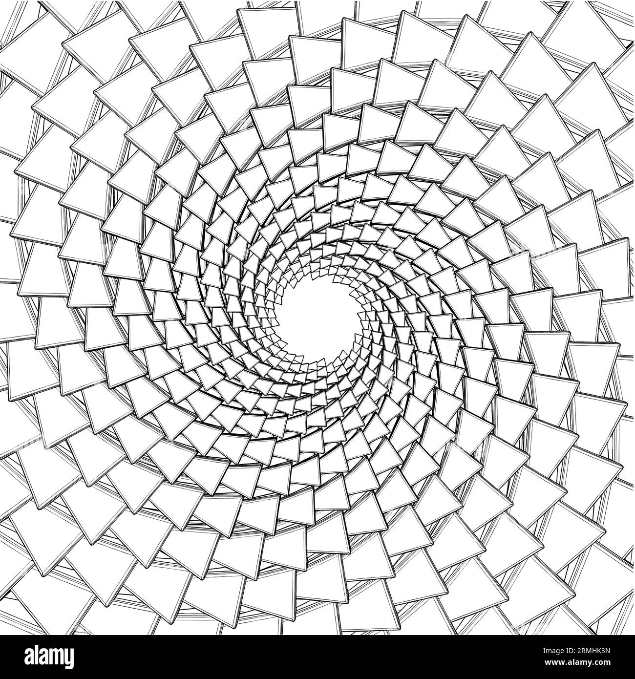 Spiral motion illusion. Black round helix shape