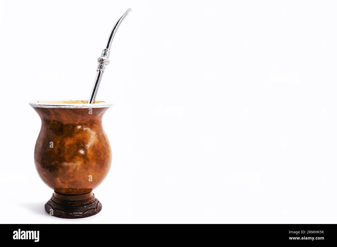cup of mate, called chimarrão, from South America. White isolated background, utensil for mate