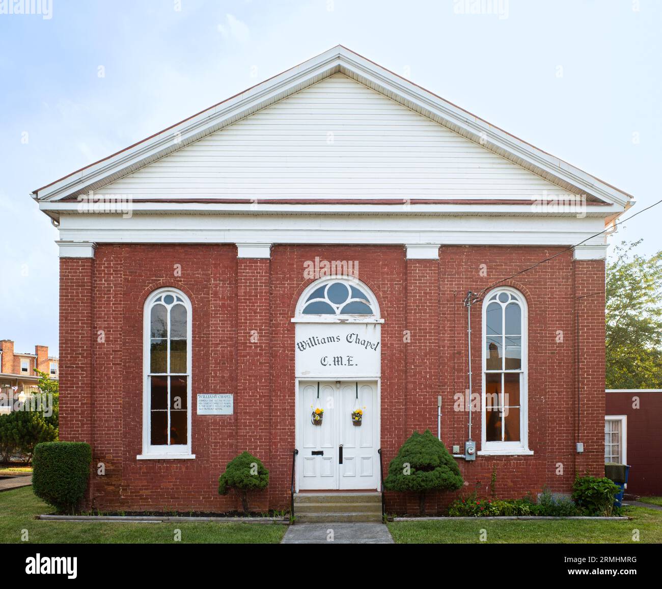 William's Chapel stands proudly in Front Royal, Virginia, USA, showcasing its distinctive red brick facade. Stock Photo