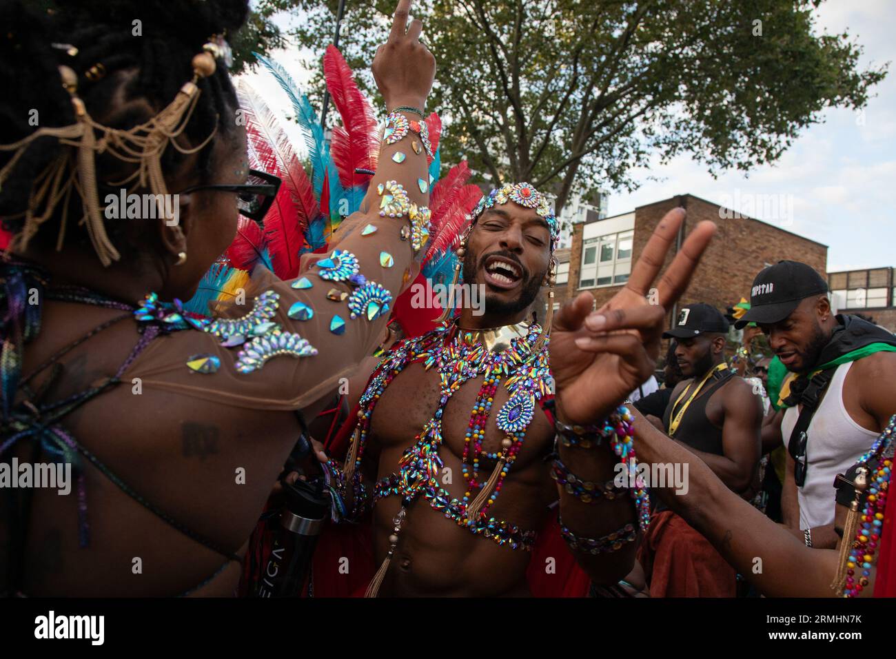 London, UK. 28 August 2023. Performers taking part in the Grand Parade ...