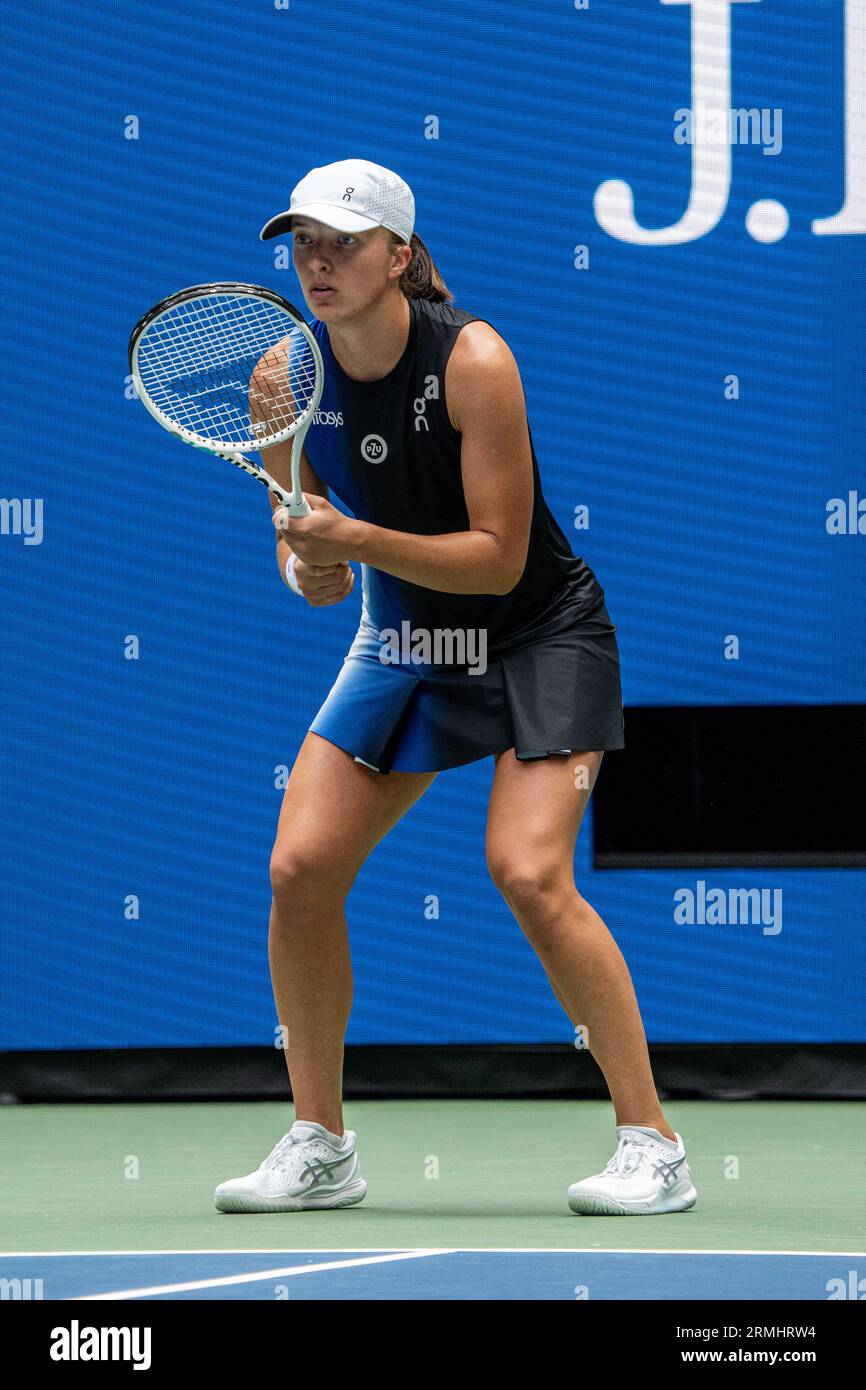 Iga Swiatek (POL) competing in the Women's Singles Round 1 at the 2023 ...
