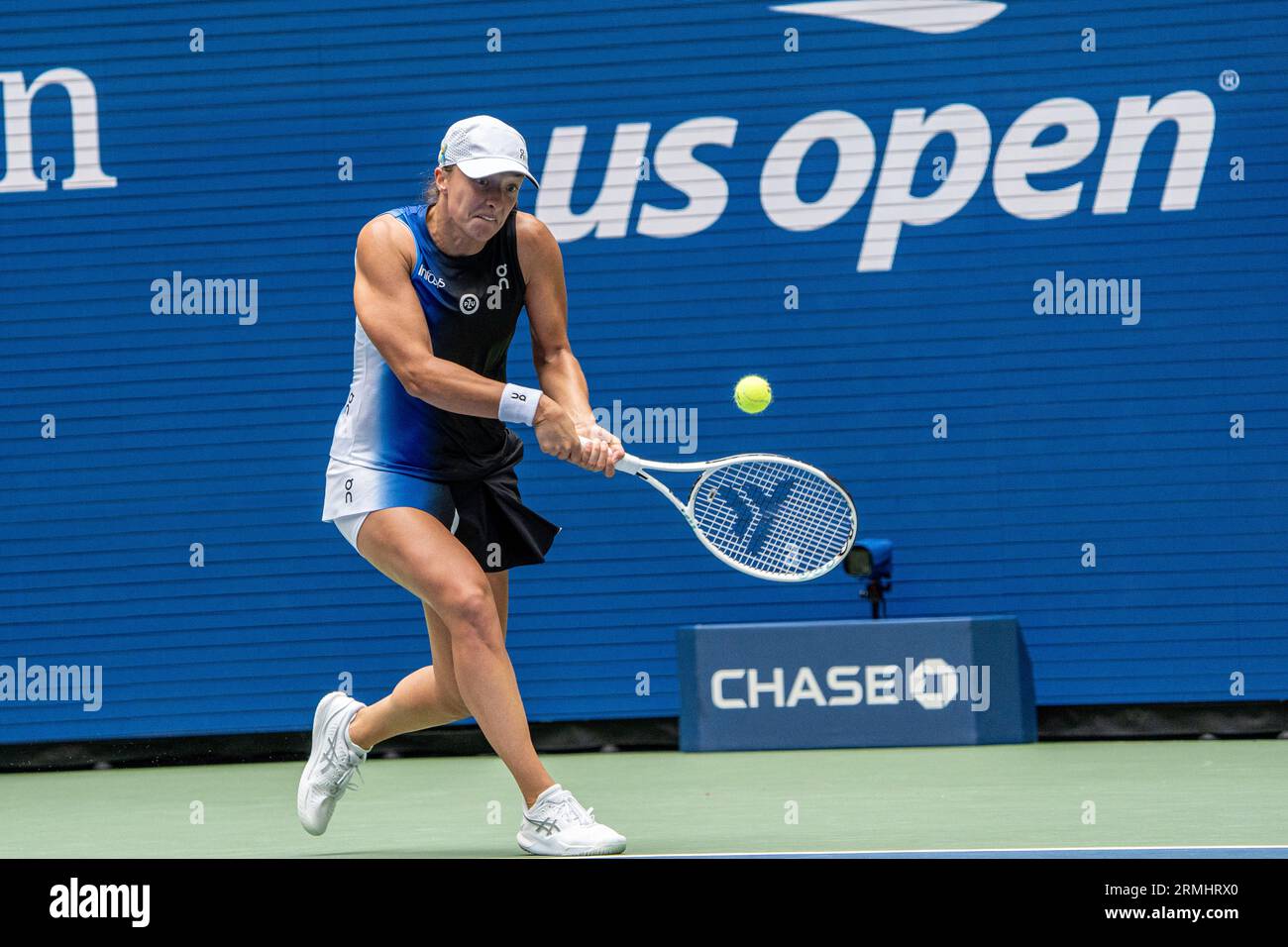 Iga Swiatek (POL) competing in the Women's Singles Round 1 at the 2023 US Open Tennis. Stock Photo
