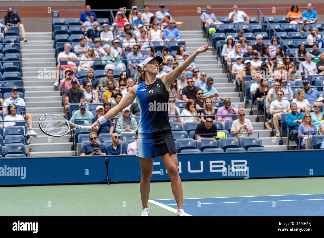 Iga Swiatek (POL) competing in the Women's Singles Round 1 at the 2023 US Open Tennis. Stock Photo