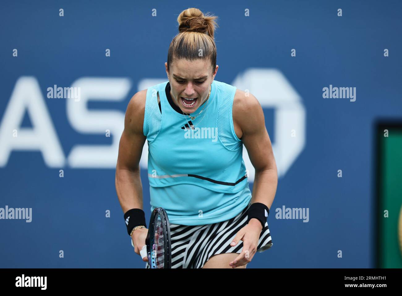 New York, New York, USA. 28th Aug, 2023. Maria Sakkari (GRE) in action during the 2023 US Open - Tennis Championships (Credit Image: © Mathias Schulz/ZUMA Press Wire) EDITORIAL USAGE ONLY! Not for Commercial USAGE! Stock Photo