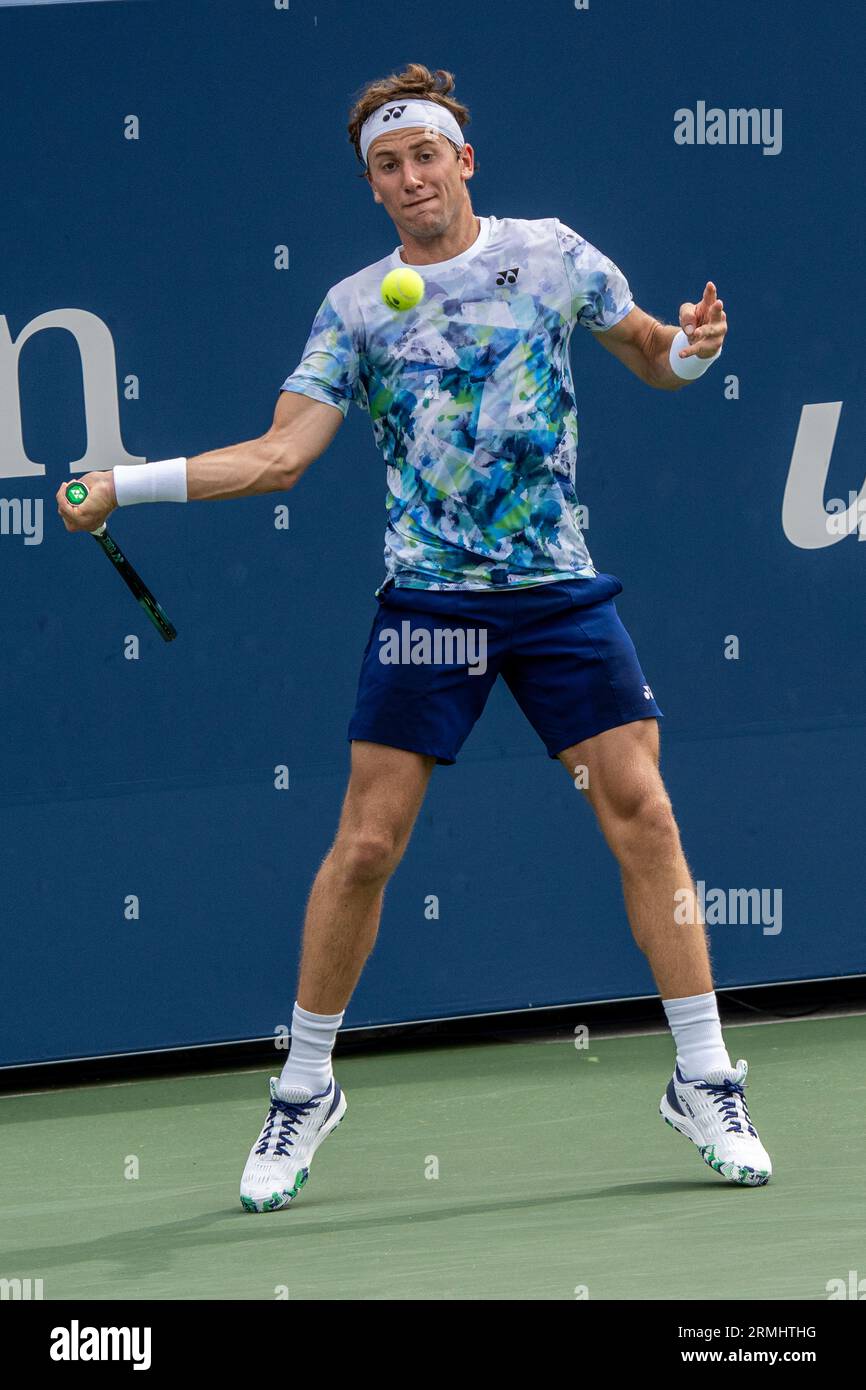 Casper Ruud  (NOR) competing in the Men's Singles Round 1 at the 2023 US Open Tennis Stock Photo