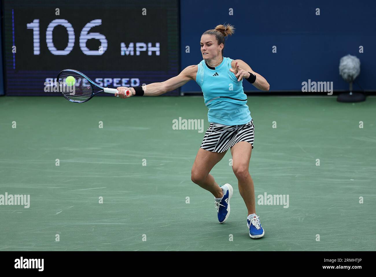 New York, New York, USA. 28th Aug, 2023. Maria Sakkari (GRE) in action during the 2023 US Open - Tennis Championships (Credit Image: © Mathias Schulz/ZUMA Press Wire) EDITORIAL USAGE ONLY! Not for Commercial USAGE! Stock Photo