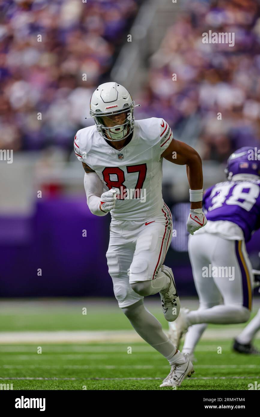 Arizona Cardinals wide receiver Daniel Arias (87) in action against the  Minnesota Vikings during the first half of an NFL preseason football game  Saturday, Aug. 26, 2023 in Minneapolis. (AP Photo/Stacy Bengs