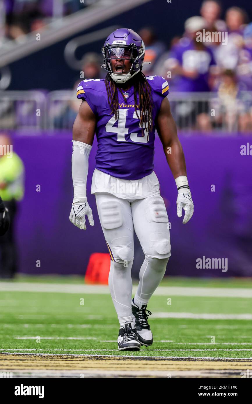 Minnesota Vikings linebacker Luiji Vilain (43) in action against the