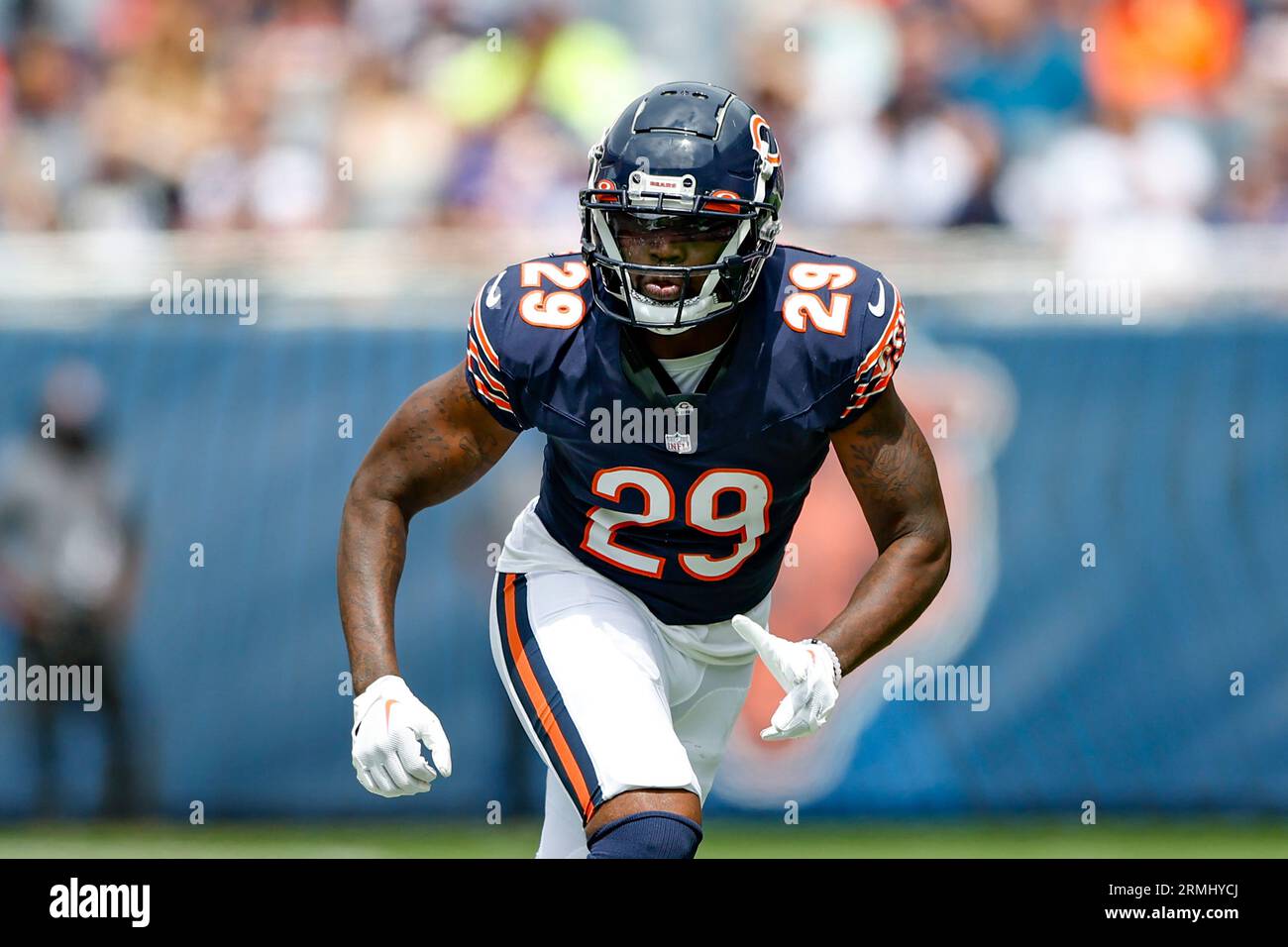 Chicago Bears cornerback Tyrique Stevenson (29) runs on the field ...