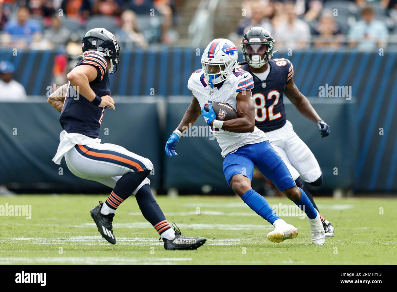 Buffalo Bills cornerback Ja'Marcus Ingram (46) covers a kick during an NFL  football game against the Miami Dolphins, Sunday, Sept. 25, 2022 in Miami  Gardens, Fla. The Dolphins defeat the Bills 21-19. (