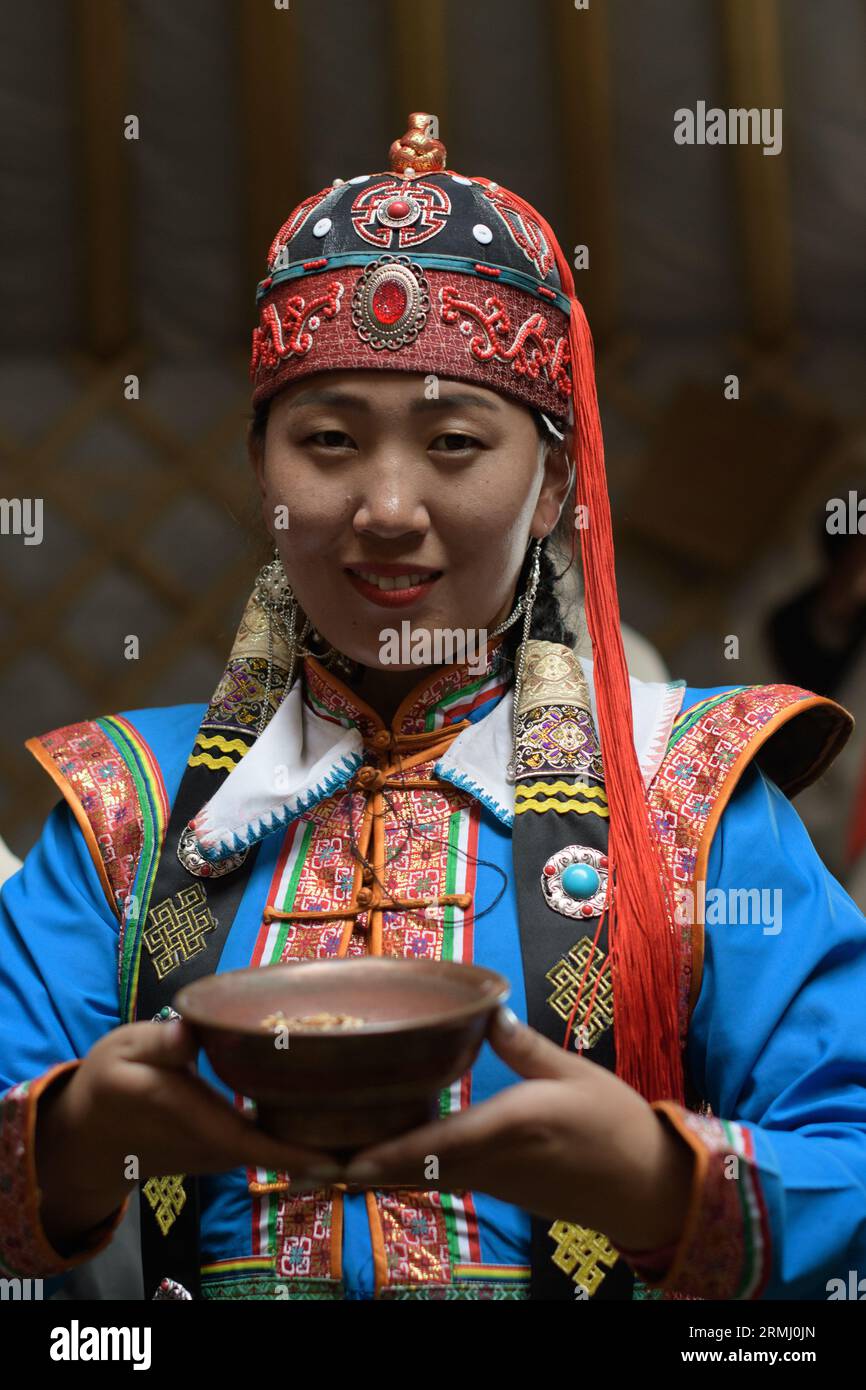 Ulaanbaatar, Tuv, Mongolia - August 20, 2023: Torguud woman portrait