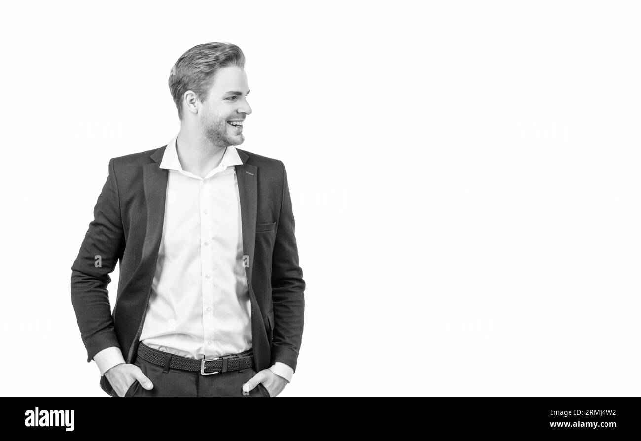 Professional man employee smile Black and White Stock Photos & Images ...