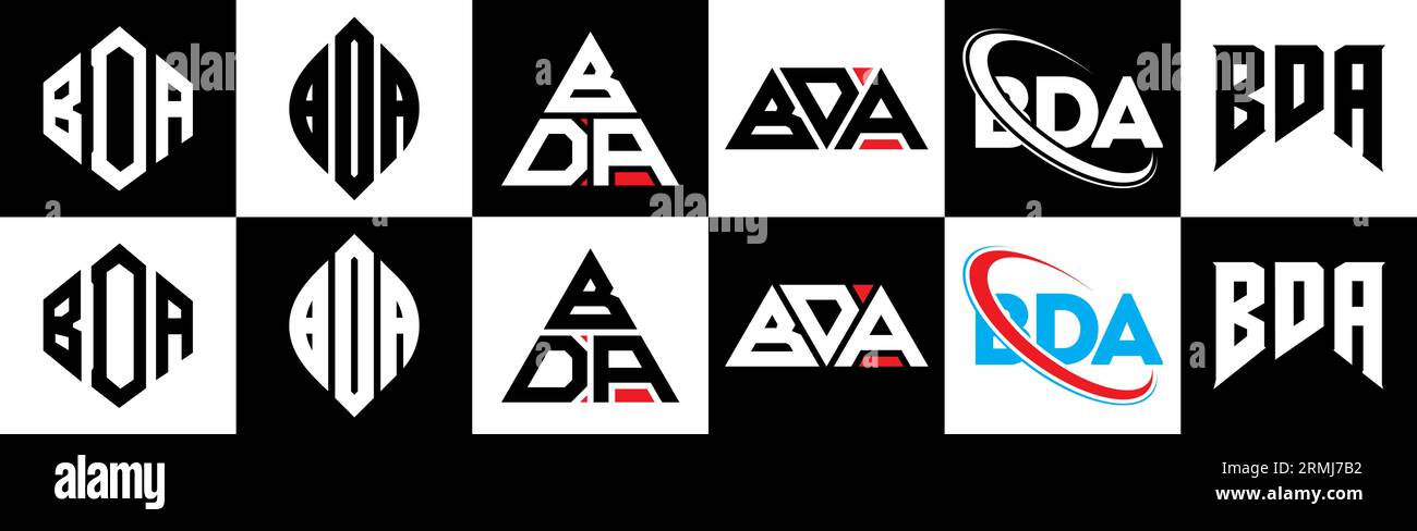 Modern 3 Letters Initial logo Vector Swoosh Red Blue bda Stock Vector |  Adobe Stock