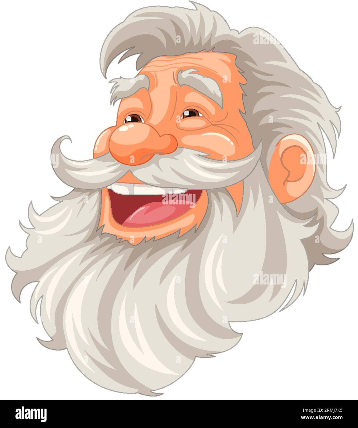 A cheerful vector illustration of an elderly man with a beard and ...