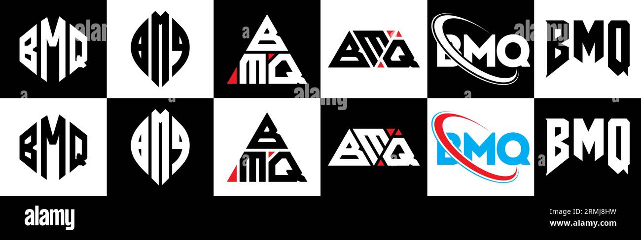 BMQ letter logo design in six style. BMQ polygon, circle, triangle ...