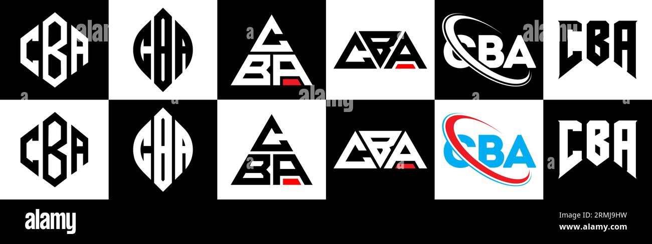 CBA letter logo design in six style. CBA polygon, circle, triangle ...