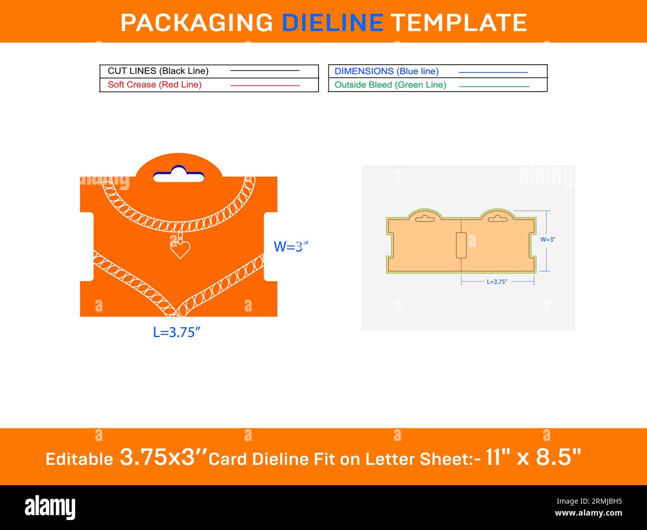 Necklace, Bracelet Card Die line Template SVG, Ai, EPS, PDF, DXF, JPG