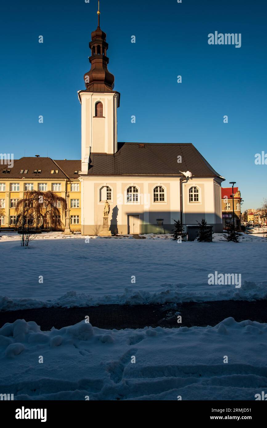 Kostel sv. Marka church in Karvina city in Czech republic during beautiful winter day Stock Photo