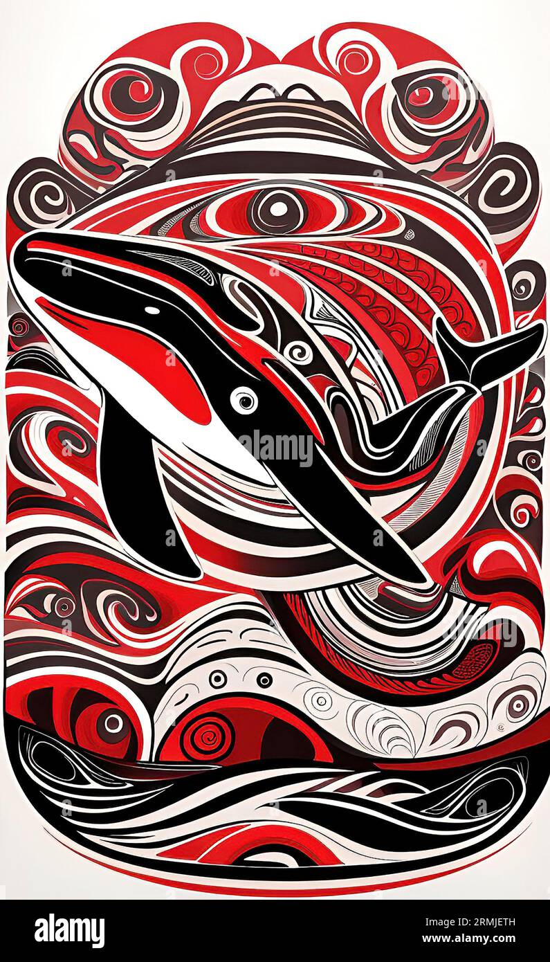Orca Whale Art In Haida Style Stock Photo - Alamy