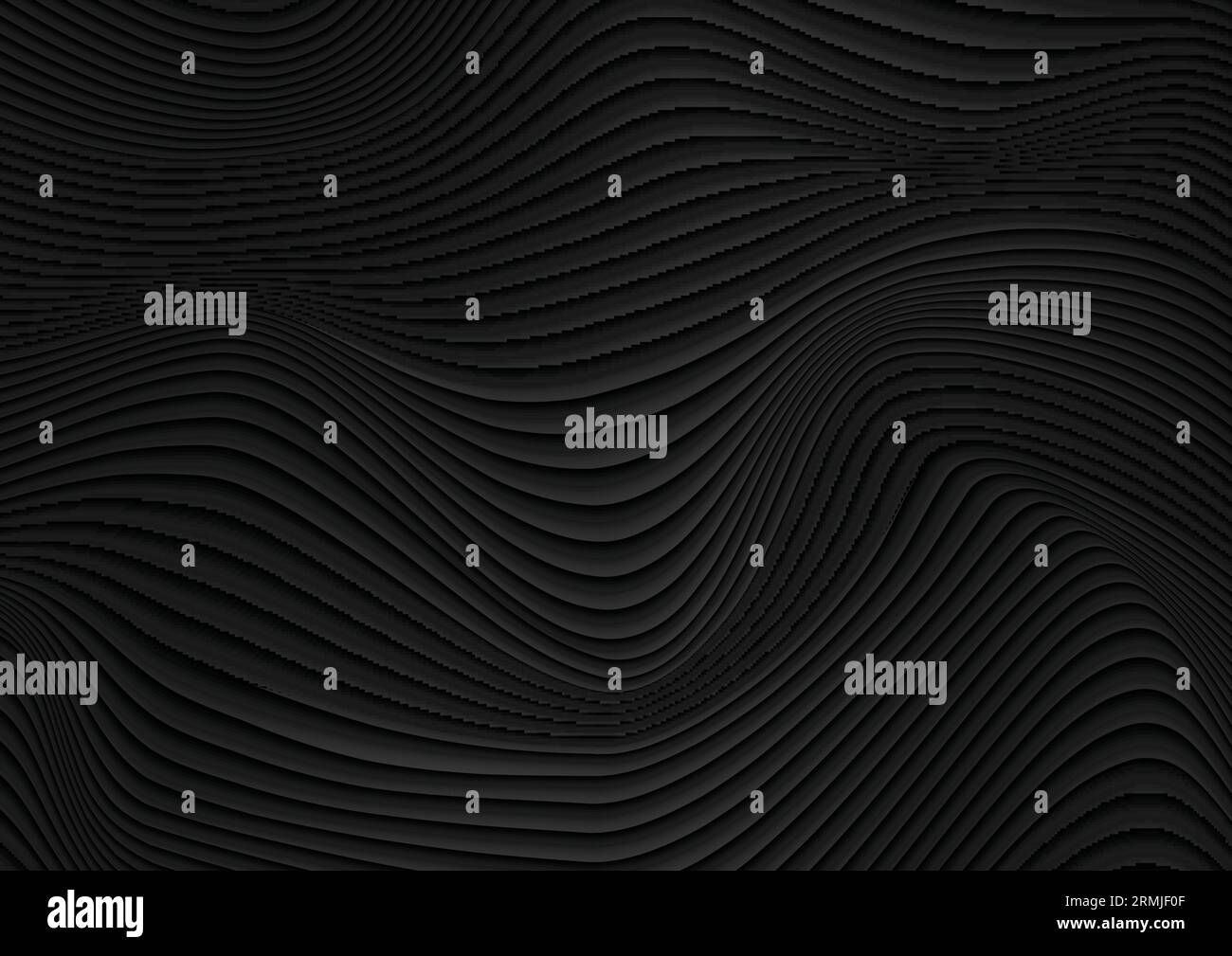 Black liquid abstract 3d refracted waves abstract background. Vector design Stock Vector