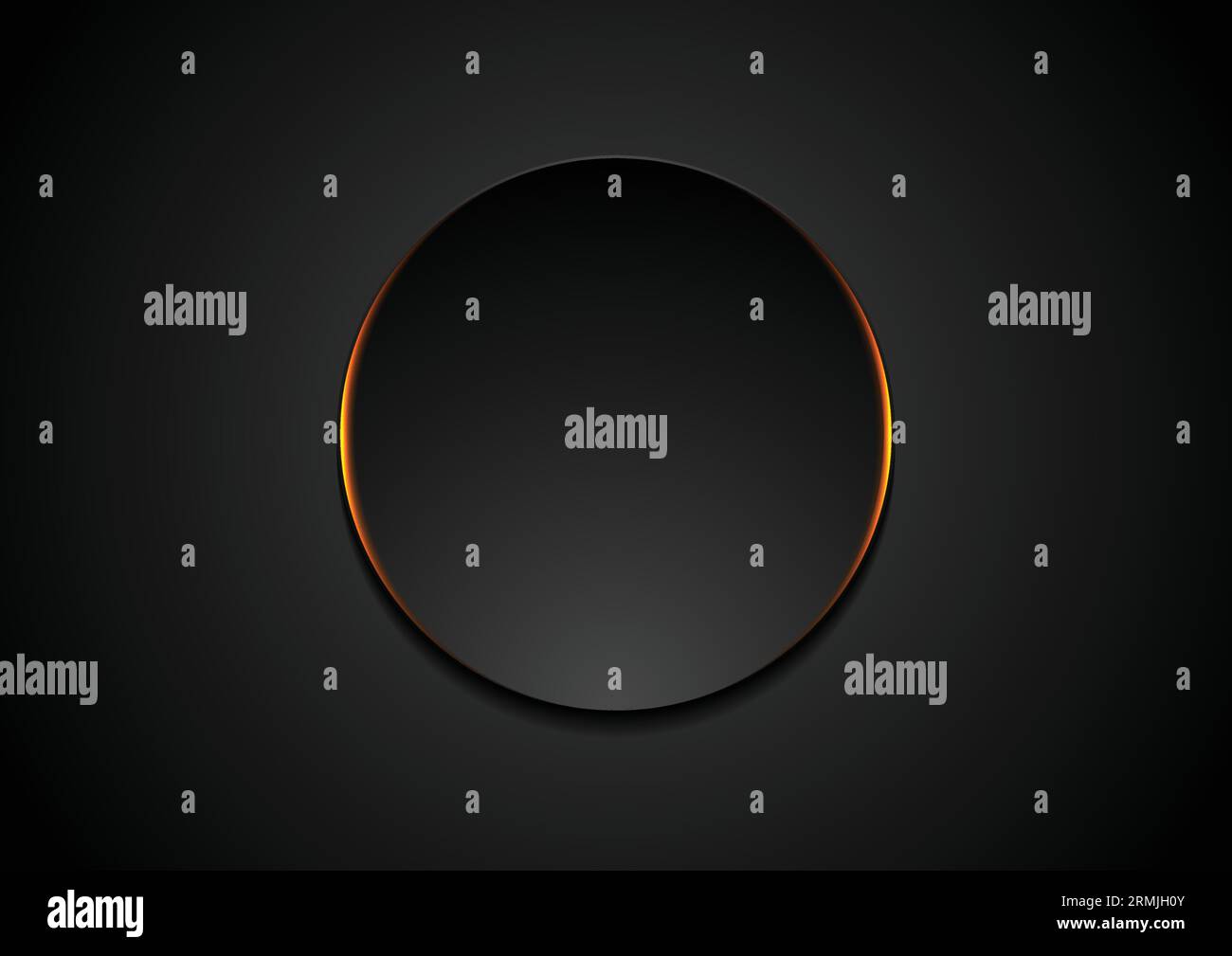 Black circle with orange glowing light abstract tech background. Vector ...