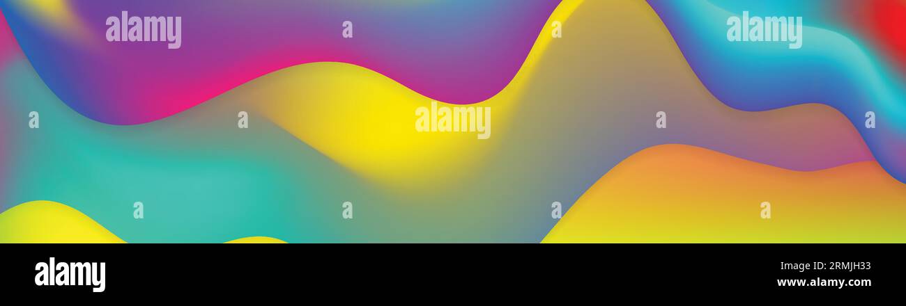 Colorful liquid flowing waves abstract banner design. Vector background Stock Vector