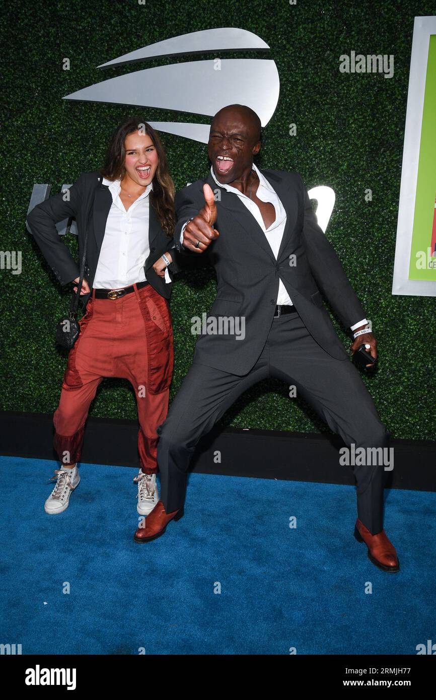 New York, USA. 28th Aug, 2023. Zia Victoria and Seal walking on the Blue Carpet at the 2023 US Open tennis tournament, held in Flushing Meadow Corona Park in Queens, New York, NY, August 28, 2023. (Photo by Anthony Behar/Sipa USA) Credit: Sipa USA/Alamy Live News Stock Photo