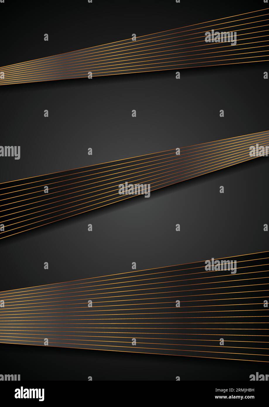 Black abstract corporate background with bronze lines. Vector design ...
