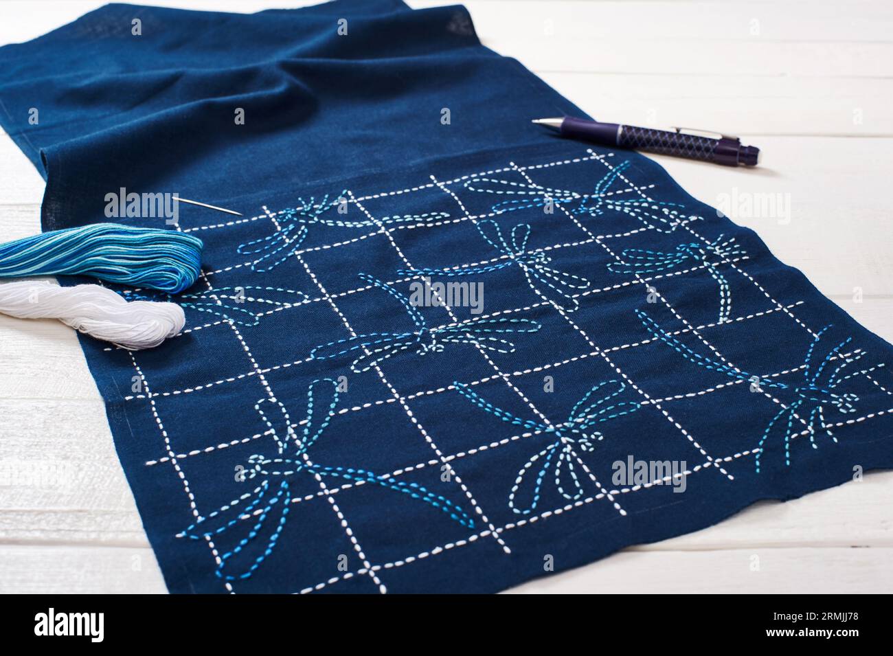 The traditional technique of Japanese embroidery is sashiko