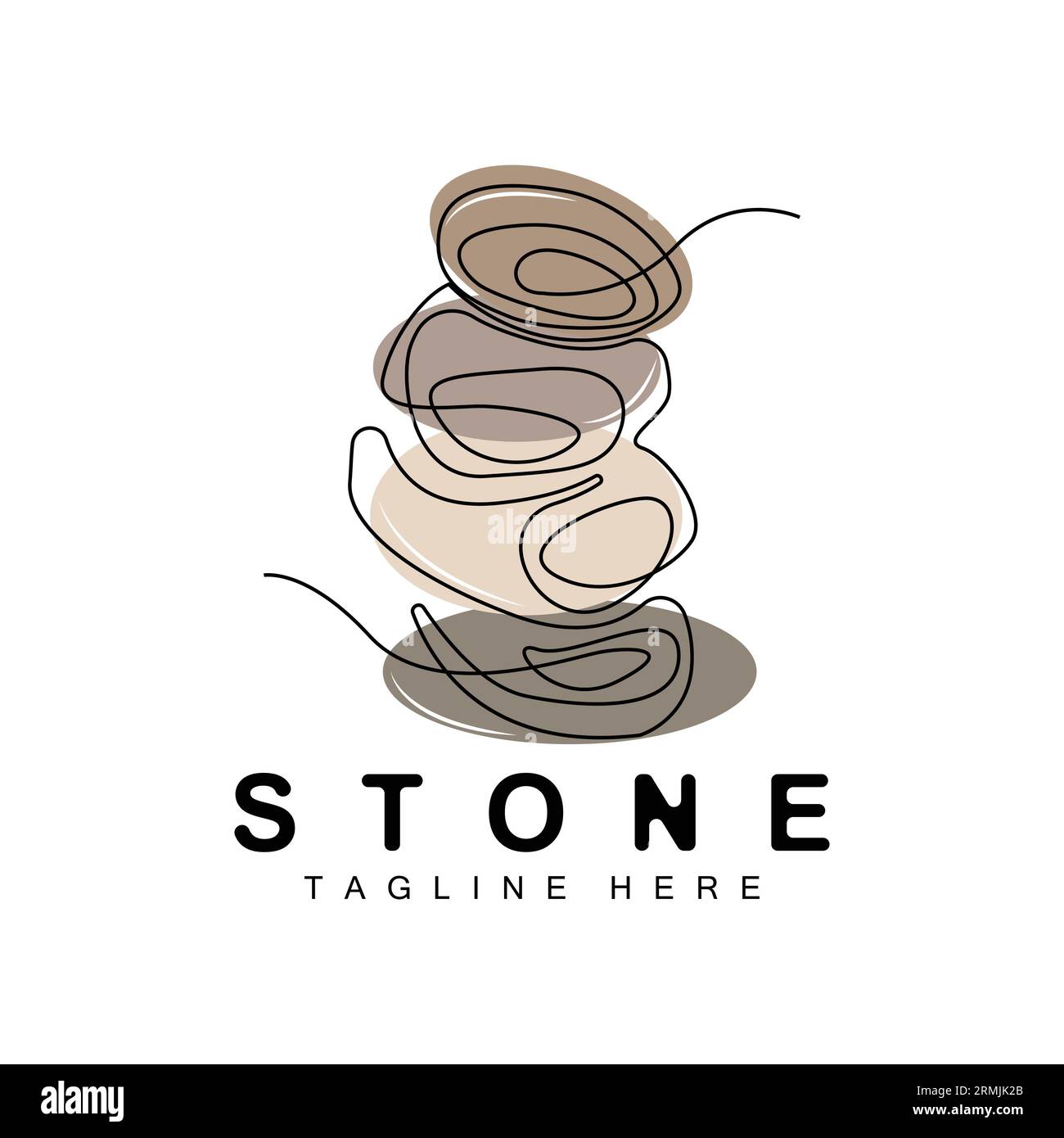 Stacked Stone Logo Design, Balancing Stone Vector, Building Material Stone Illustration, Pumice Stone Illustration Walpapeer Stone Stock Vector