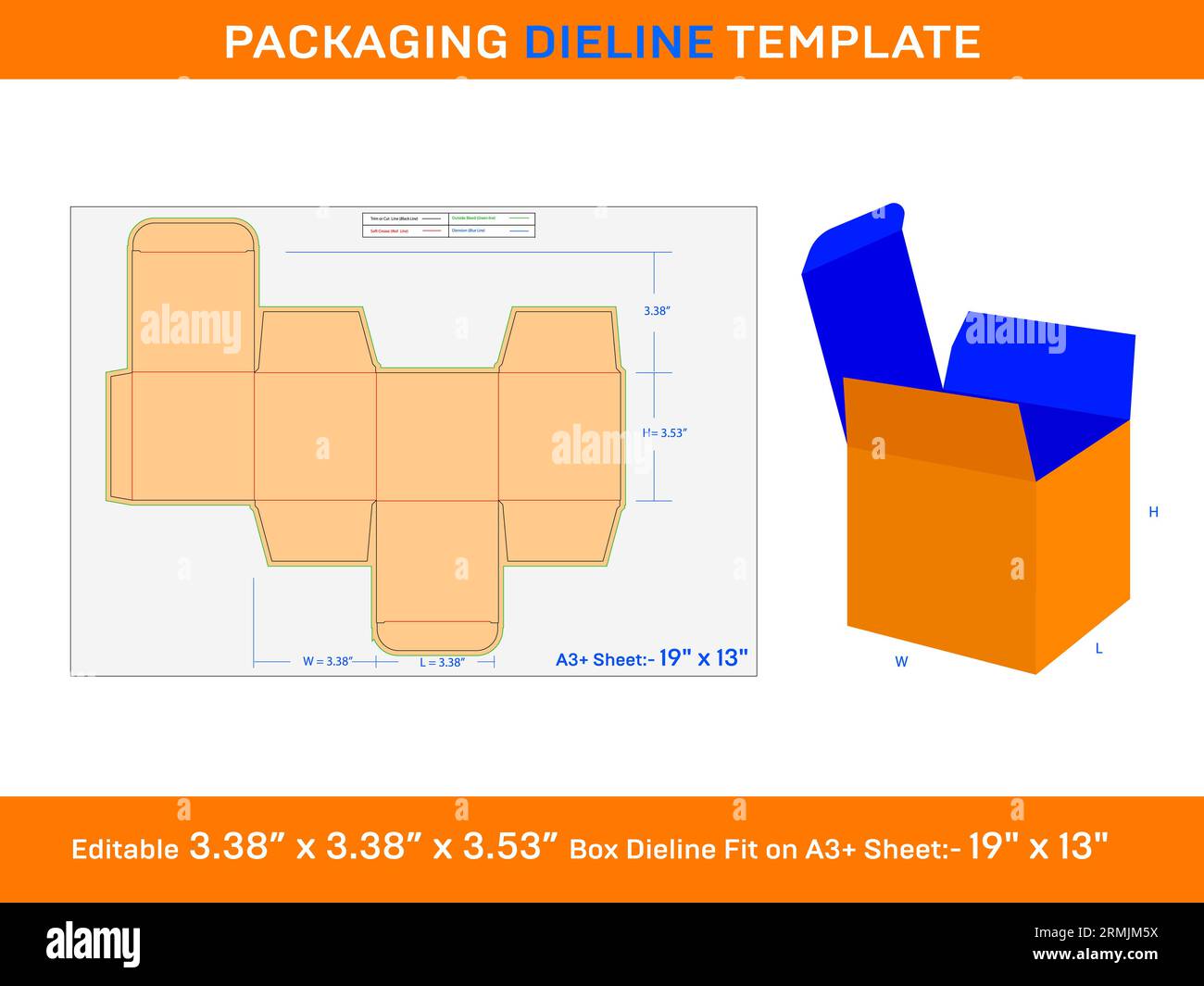 Candle box, Die line Template, 3.38x3.38x3.53 inch Stock Vector Image ...