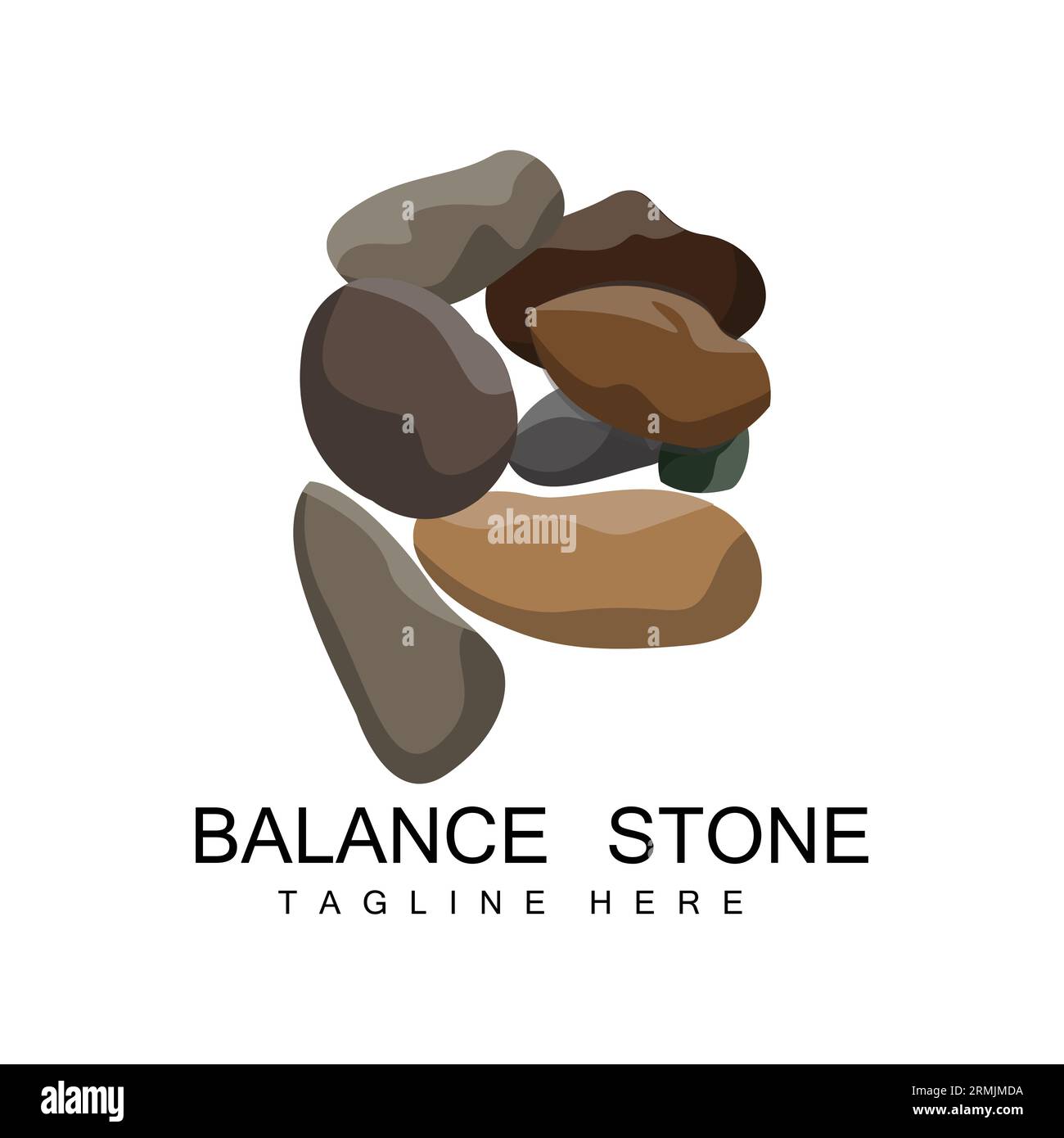 Stacked Stone Logo Design, Balancing Stone Vector, Building Material Stone Illustration, Pumice Stone Illustration Walpapeer Stone Stock Vector