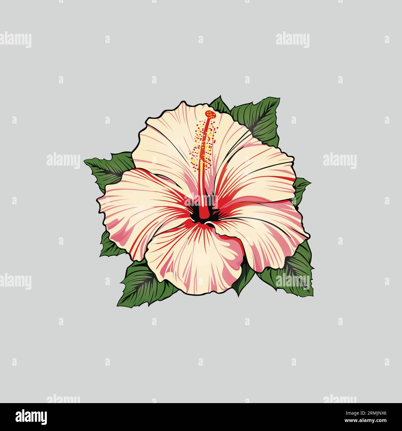 Tropical Flower vector outline on a white Background Stock Vector