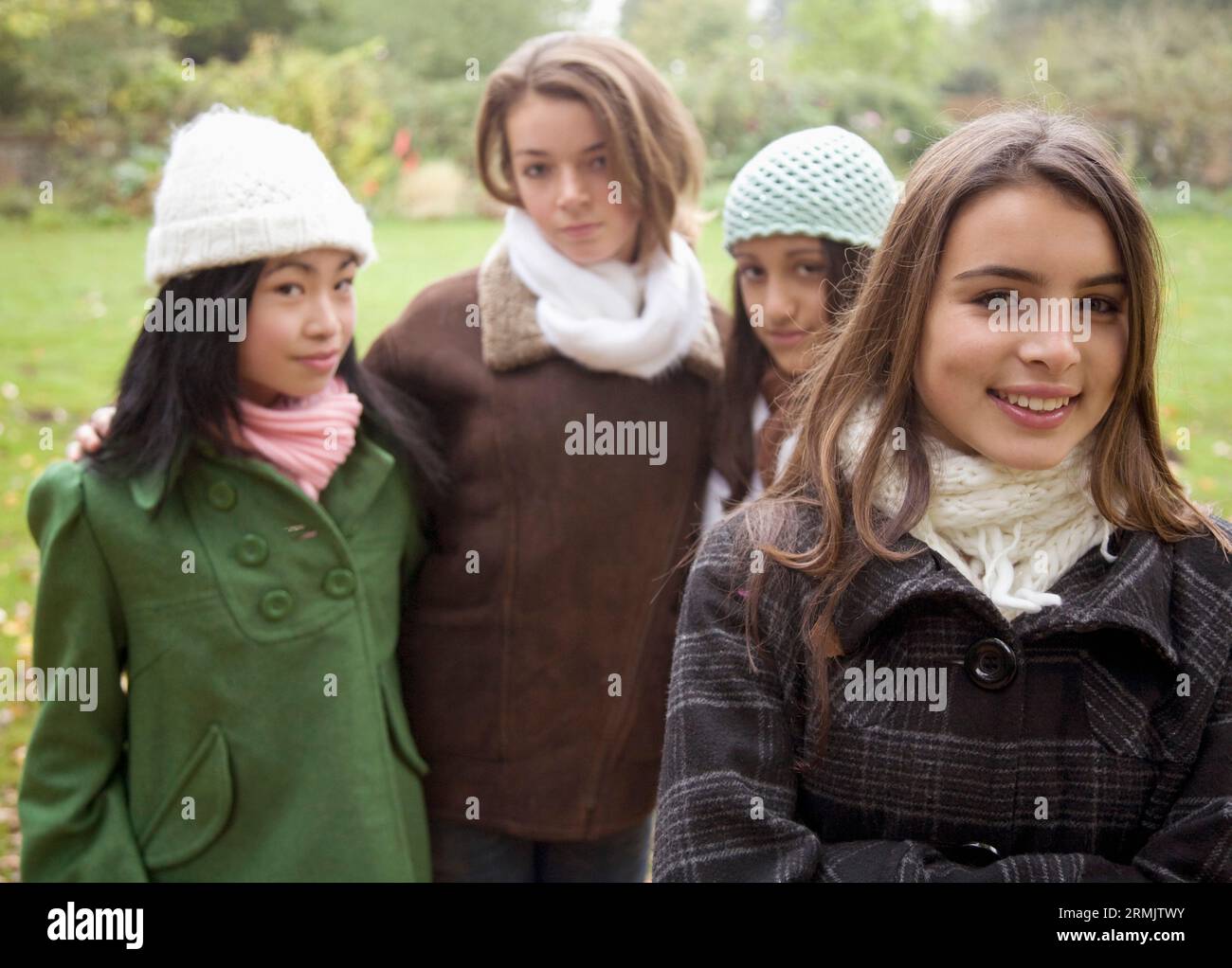 Portrait of teen girls in the park Stock Photo