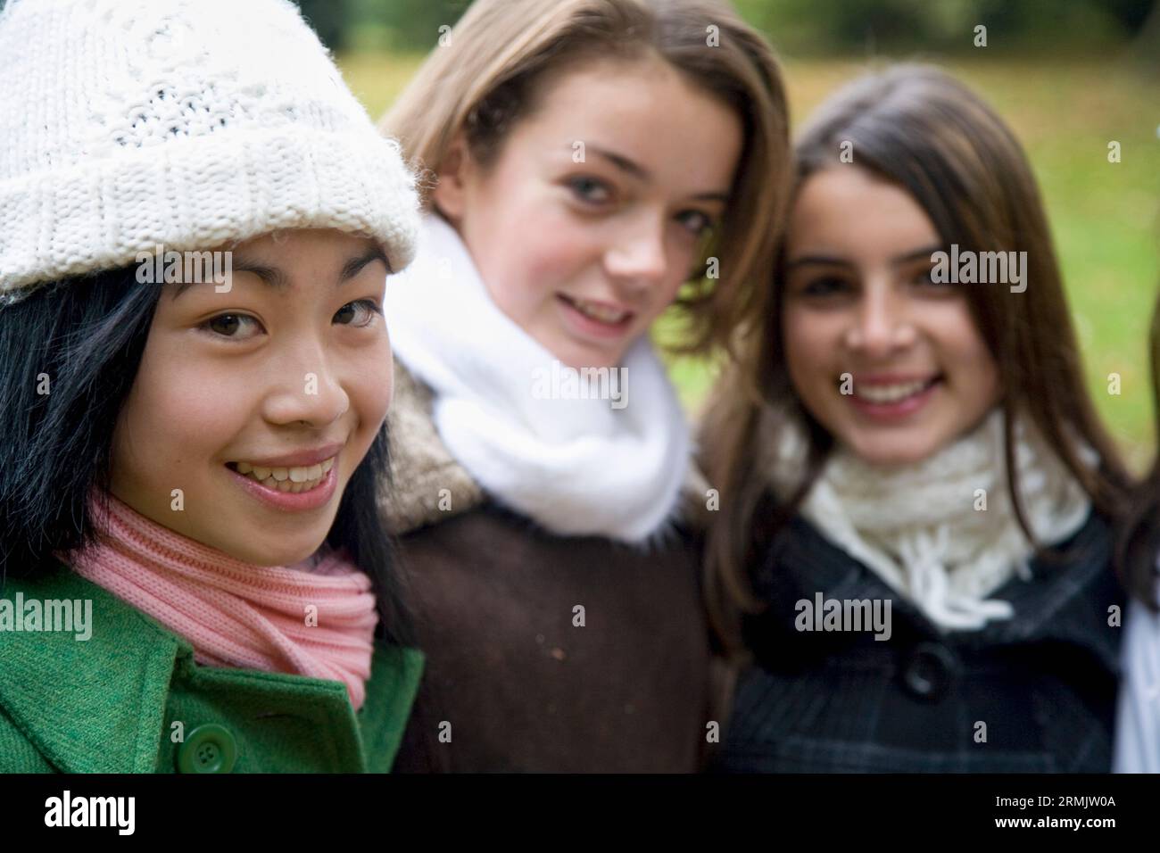 Portrait of teen girls in the park Stock Photo