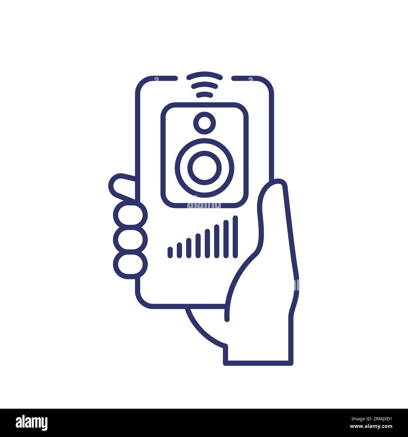 Smart speaker control with a phone line icon Stock Vector