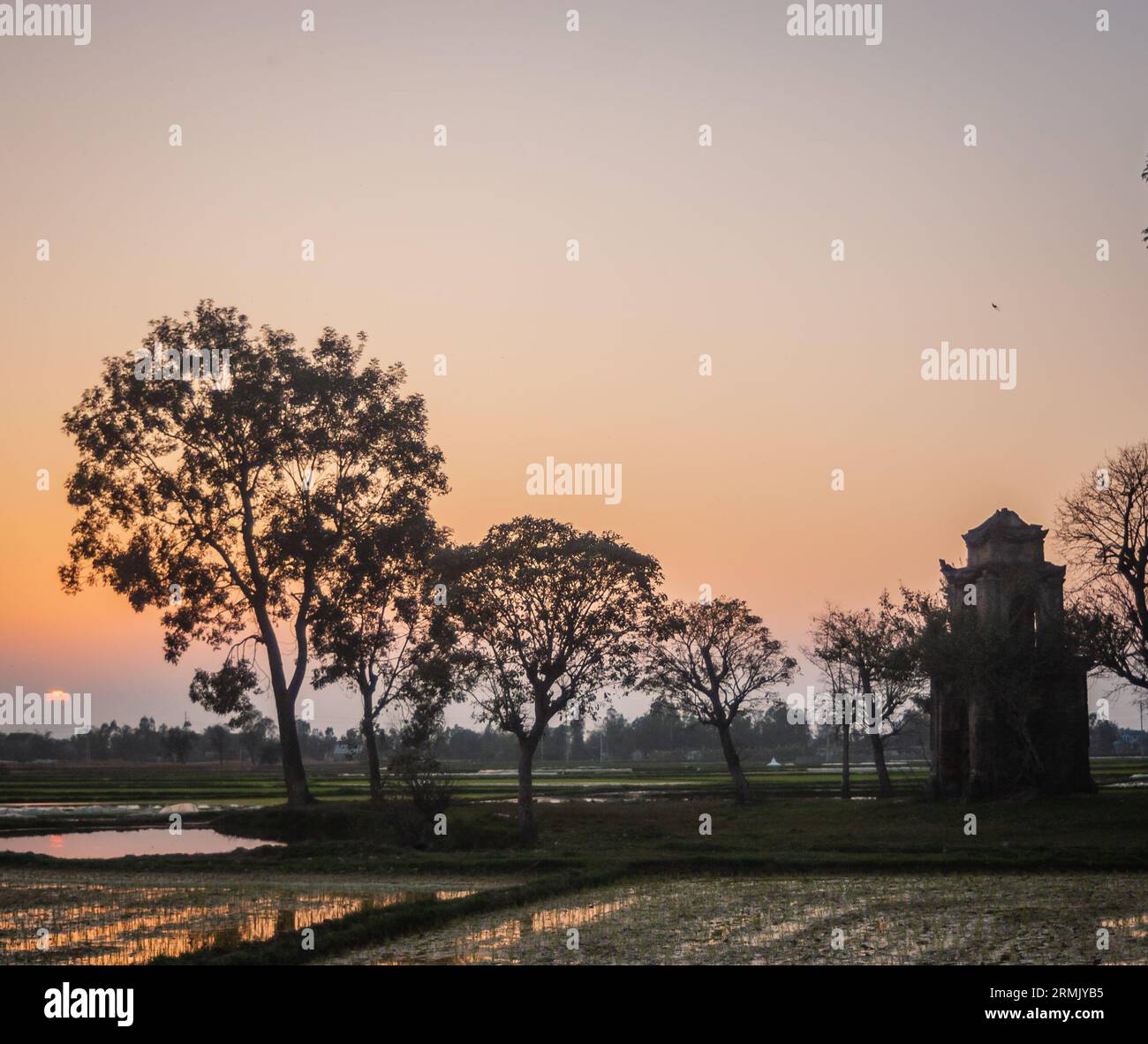 Sunset on an old relic in Ha Tinh Vietnam a relic called Van Thanh an ancient relic built a hundred years ago in Duc Thuan village Ha Tinh Vietnam Stock Photo