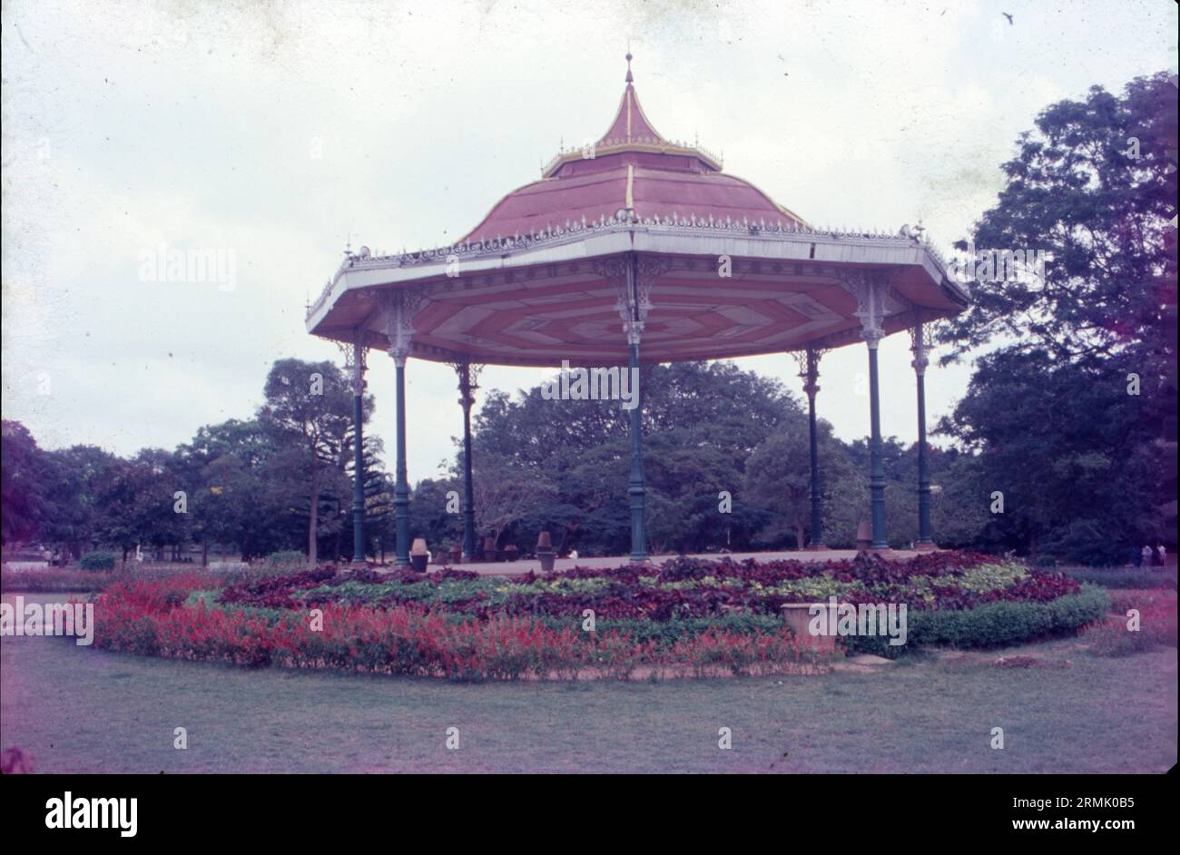 The Glass House within Lal Bagh Botanical Gardens, Bangalore. Designed and constructed 1889 by William MacFarlane & Co., Glasgow. The purpose of the Glass House was to facilitate acclimatisation of plants and to use it as a venue for flower shows. Stock Photo