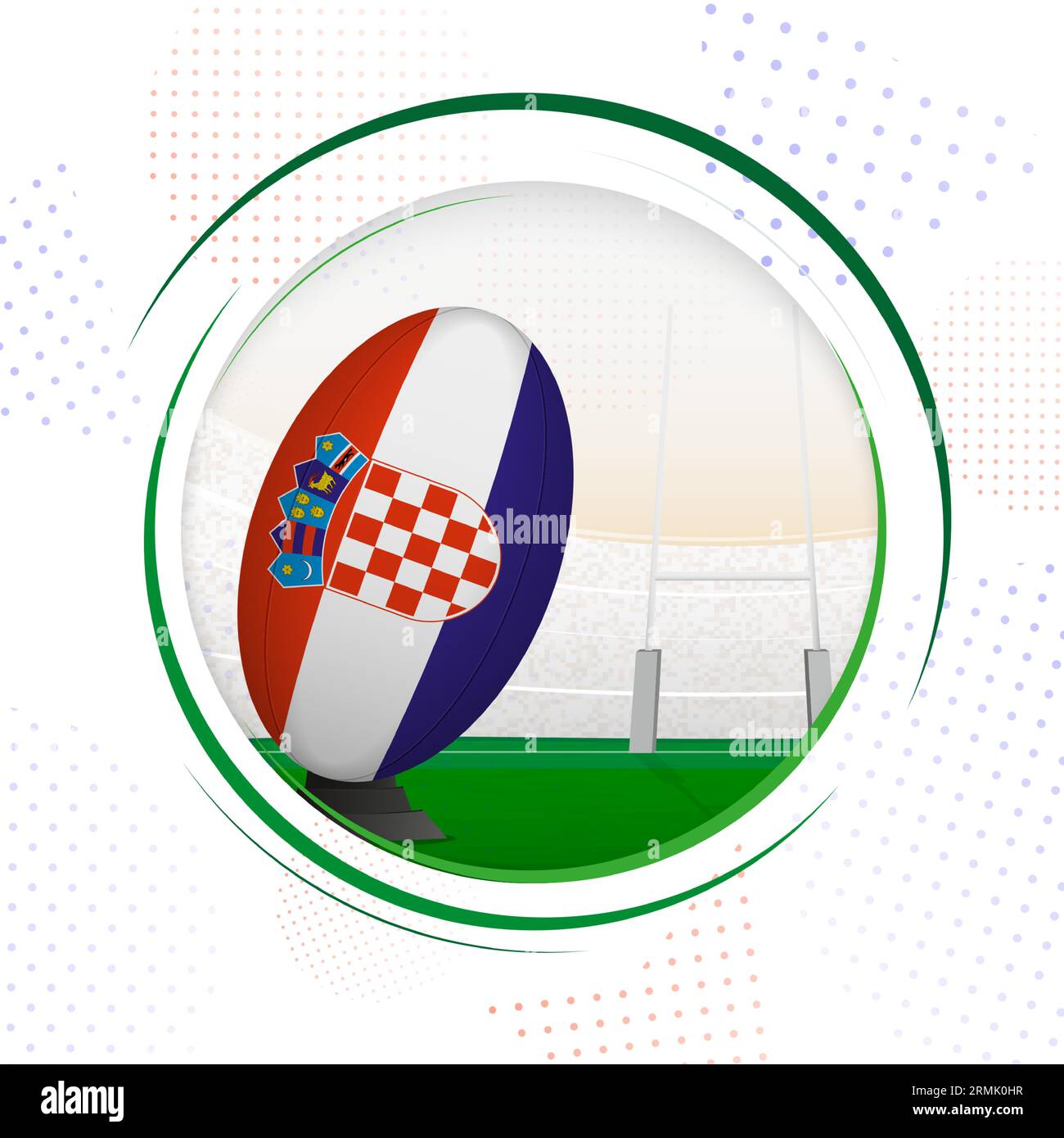 Flag of Croatia on rugby ball. Round rugby icon with flag of Croatia ...