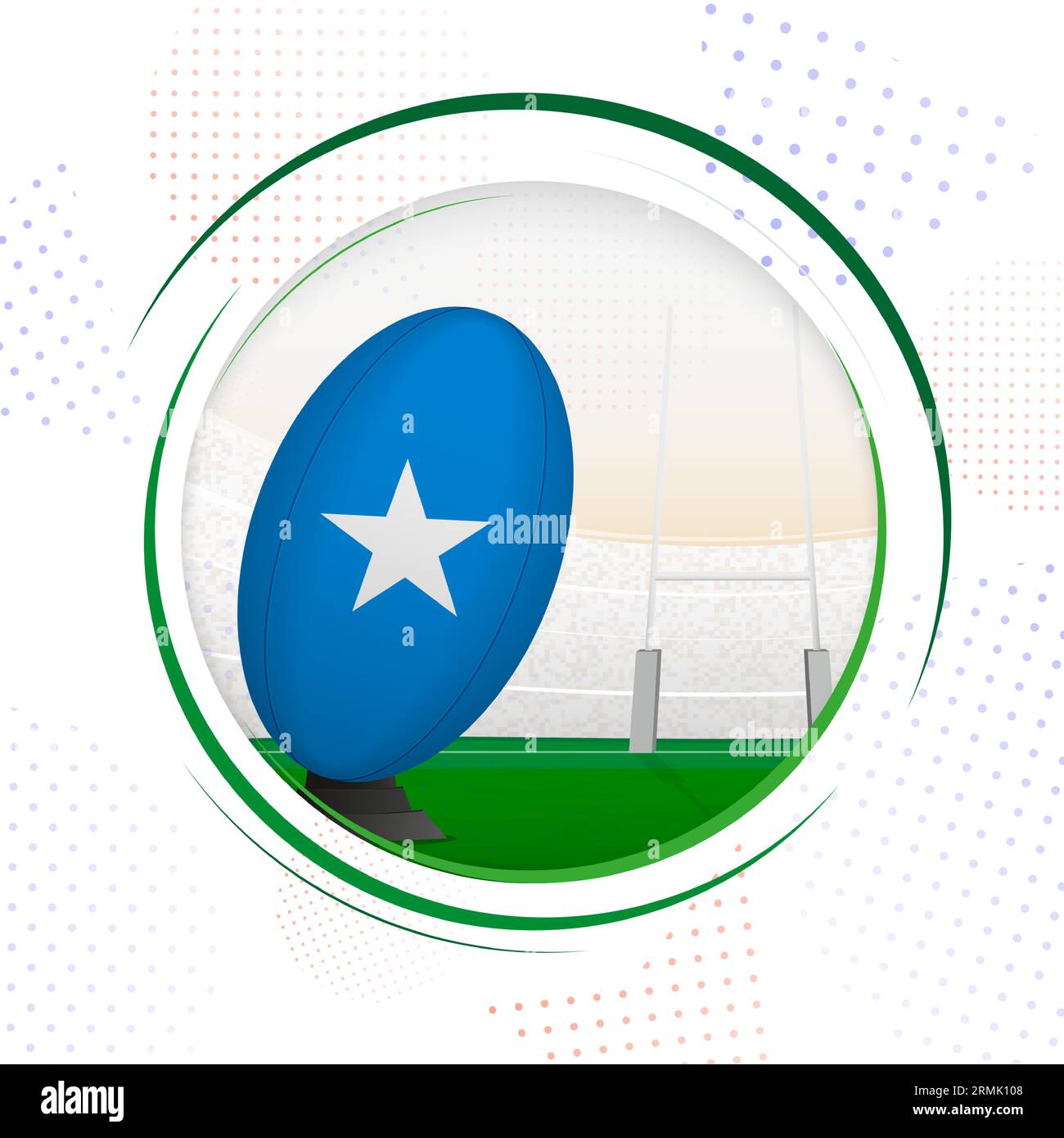 Flag of Somalia on rugby ball. Round rugby icon with flag of Somalia ...